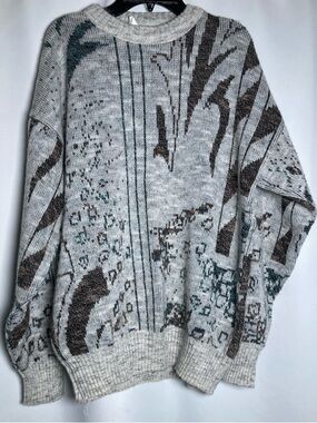 Vintage Colore Italia Abstract Textured Knit Sweater 90s Made in Italy Wool M